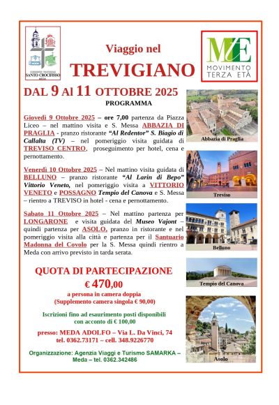 VIAGGIO NEL TREVIGIANO DELLA COMUNITA’ PASTORALE SANTO CROCIFISSO MEDA